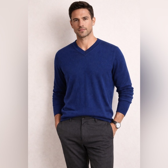 Banana Republic Other - Banana Republic 100% merino wool Deep Blue V-Neck Sweater